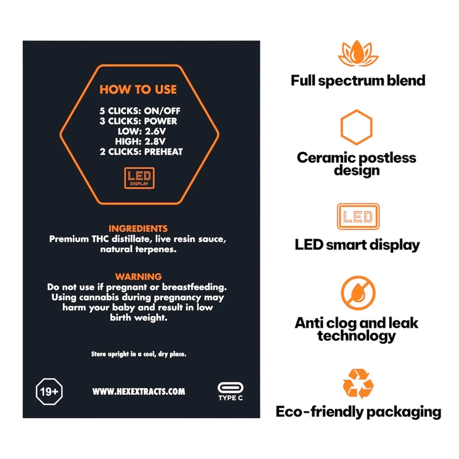2 Hex Extracts - Live Resin Blend LED Disposable Vape (2g) - Image 2